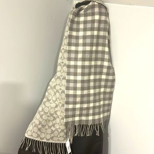 Coach Signature C Wool Scarf Wide Double sided